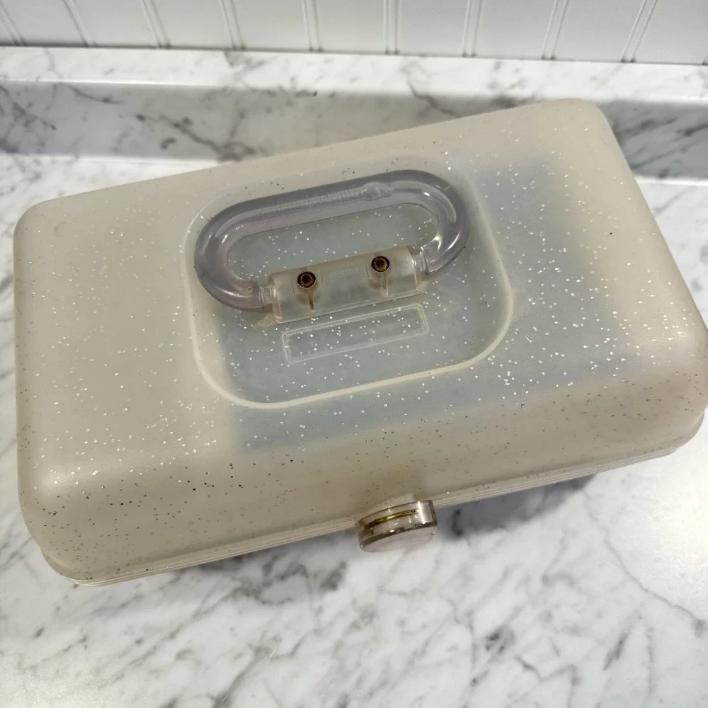 Vintage CABOODLES 3 Tier w/Mirror Clear Glitter Jellies Makeup Case 2622 Y2K